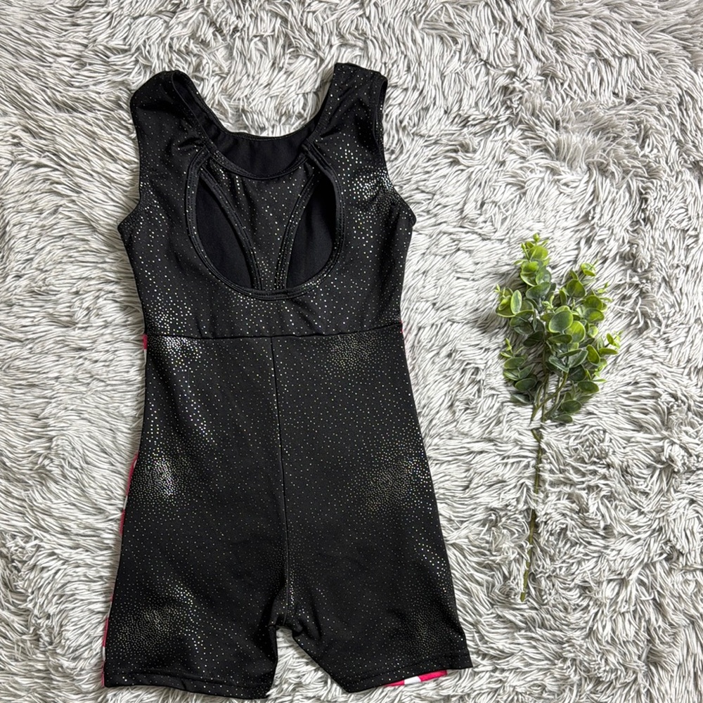Minnie Mouse Black and Pink Polka Dot Leotard size 8/10 - Picture 2 of 3